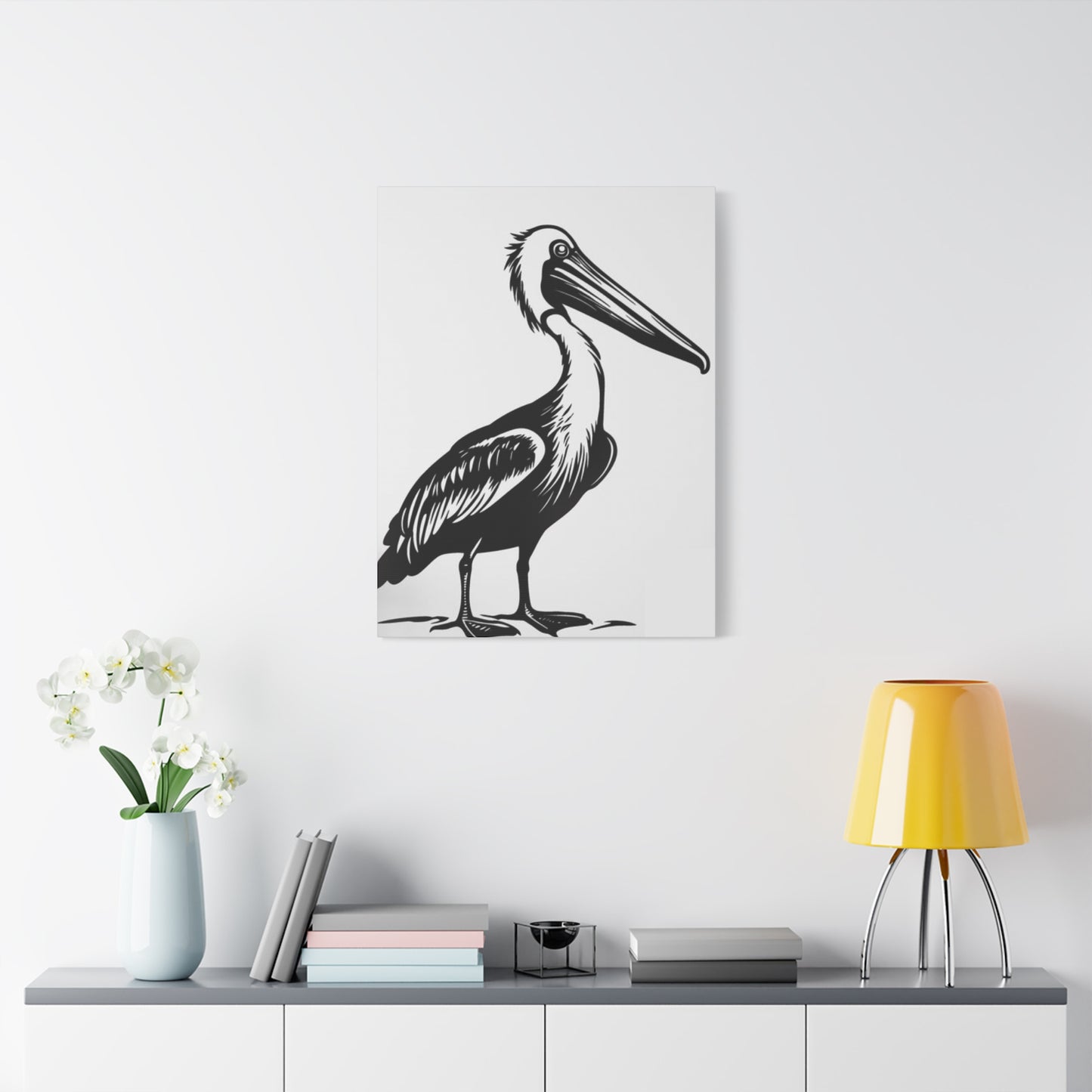 Black & White Pelican Poster Wall Art & Canvas Prints