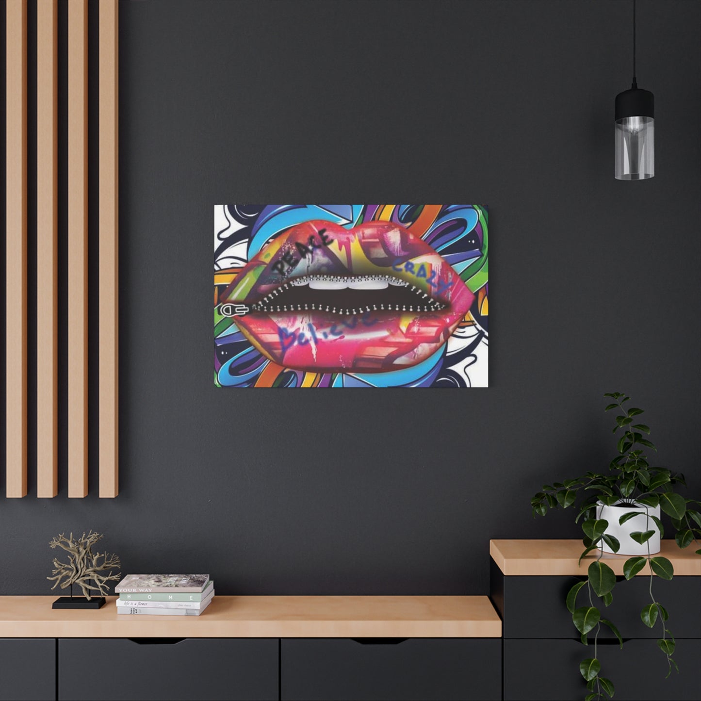 Zipper Lips Wall Art & Canvas Prints