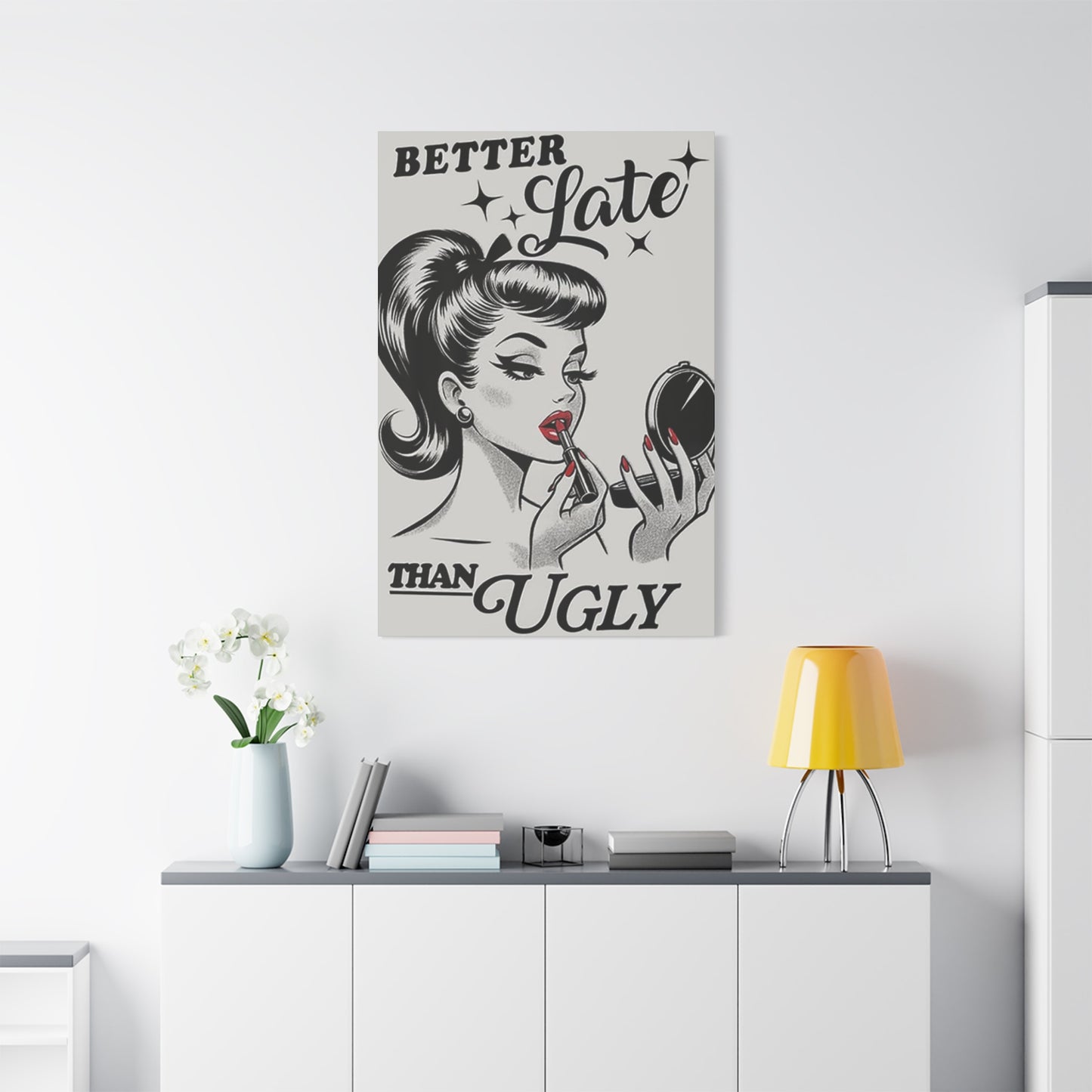 Beautiful Women Red Lips Painting Wall Art & Canvas Prints