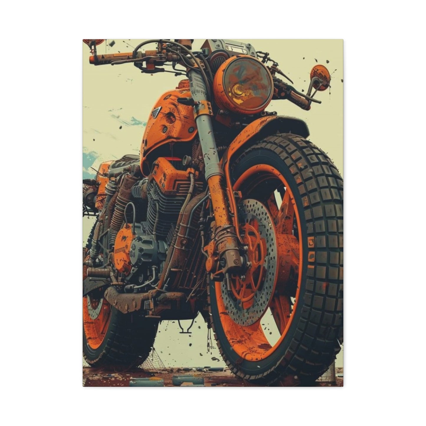 Orange Bike Poster Motorcycle Wall Art & Canvas Prints