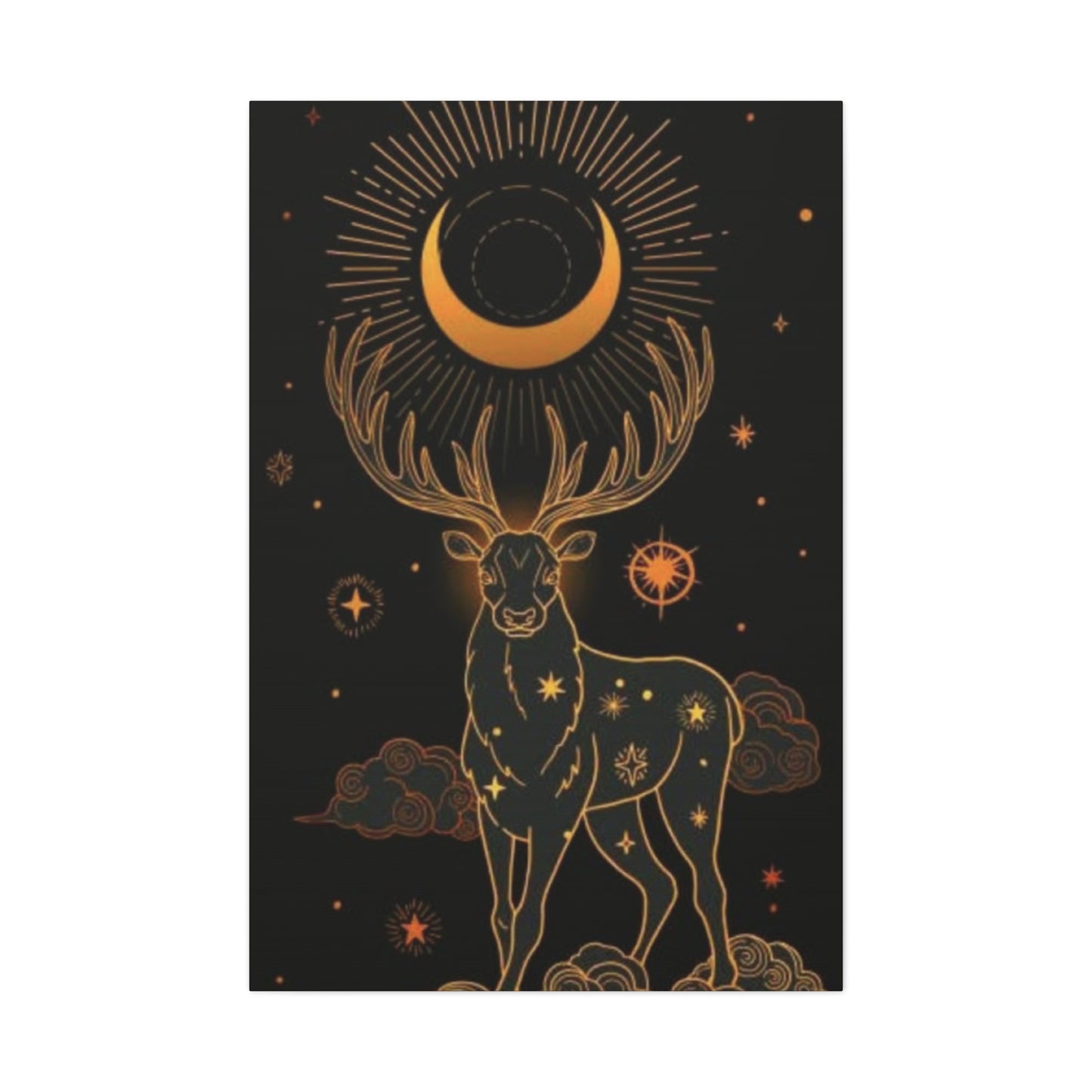 Deer with Crescent Moon Wall Art & Canvas Prints