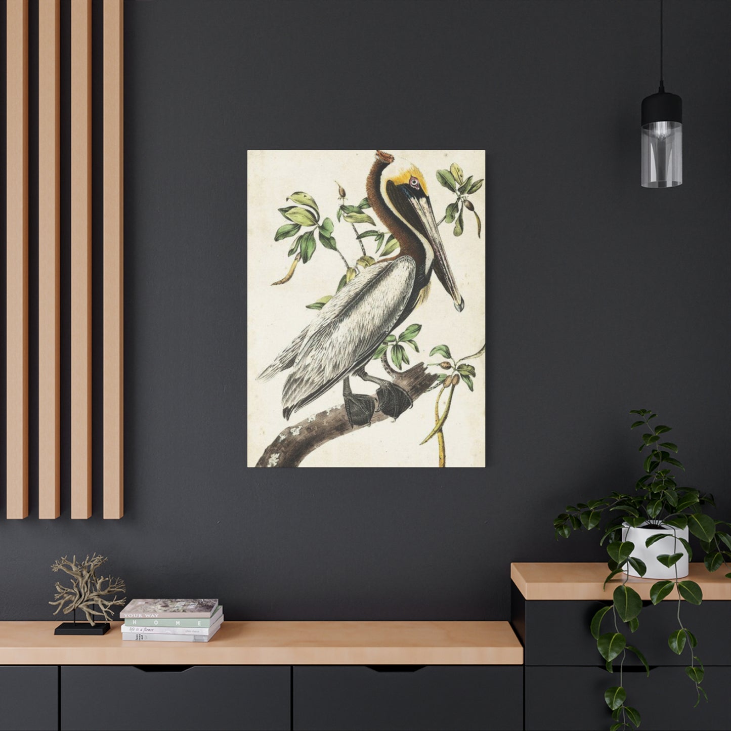 Pelican On A Branch Painting Wall Art & Canvas Prints