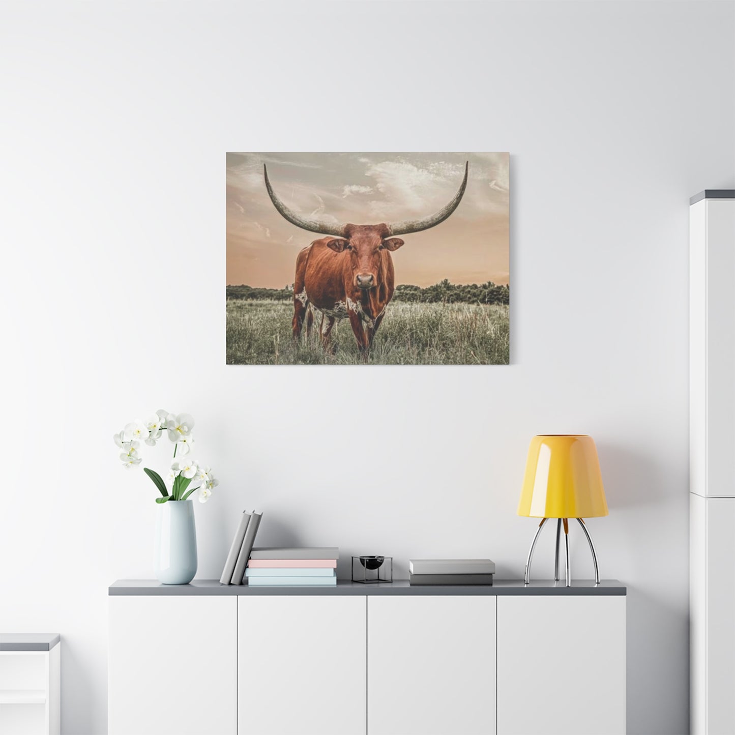 Hairy Buffalo U Shaped Long Horns Wall Art & Canvas Prints