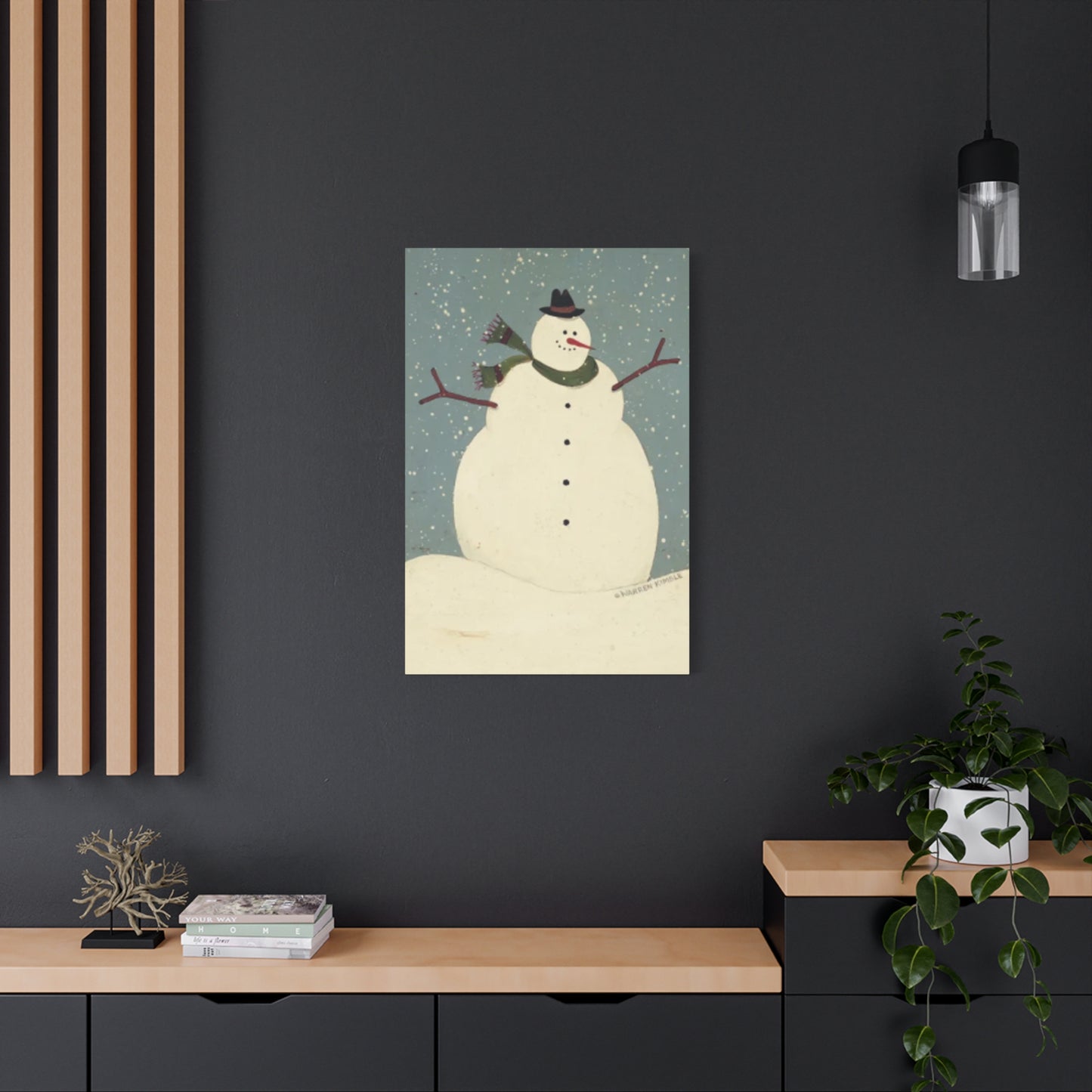 Snowman On Snow Kimble Warren Wall Art & Canvas Prints