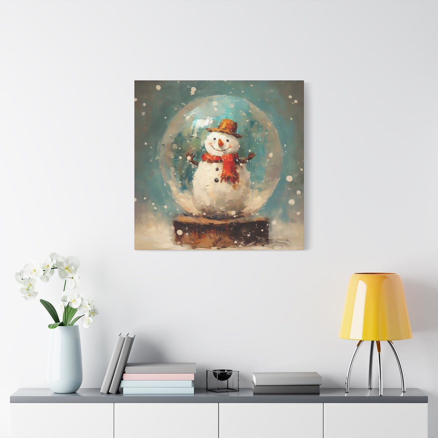 Snowman Snow Globe Wall Art & Canvas Prints