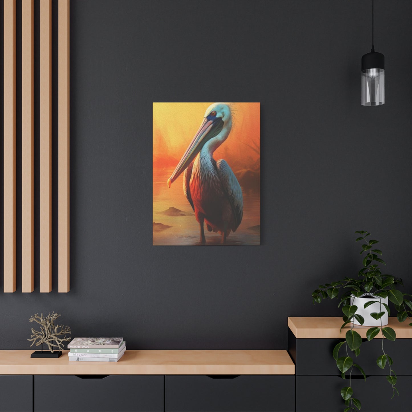 Pelican In Pond Wall Art & Canvas Prints