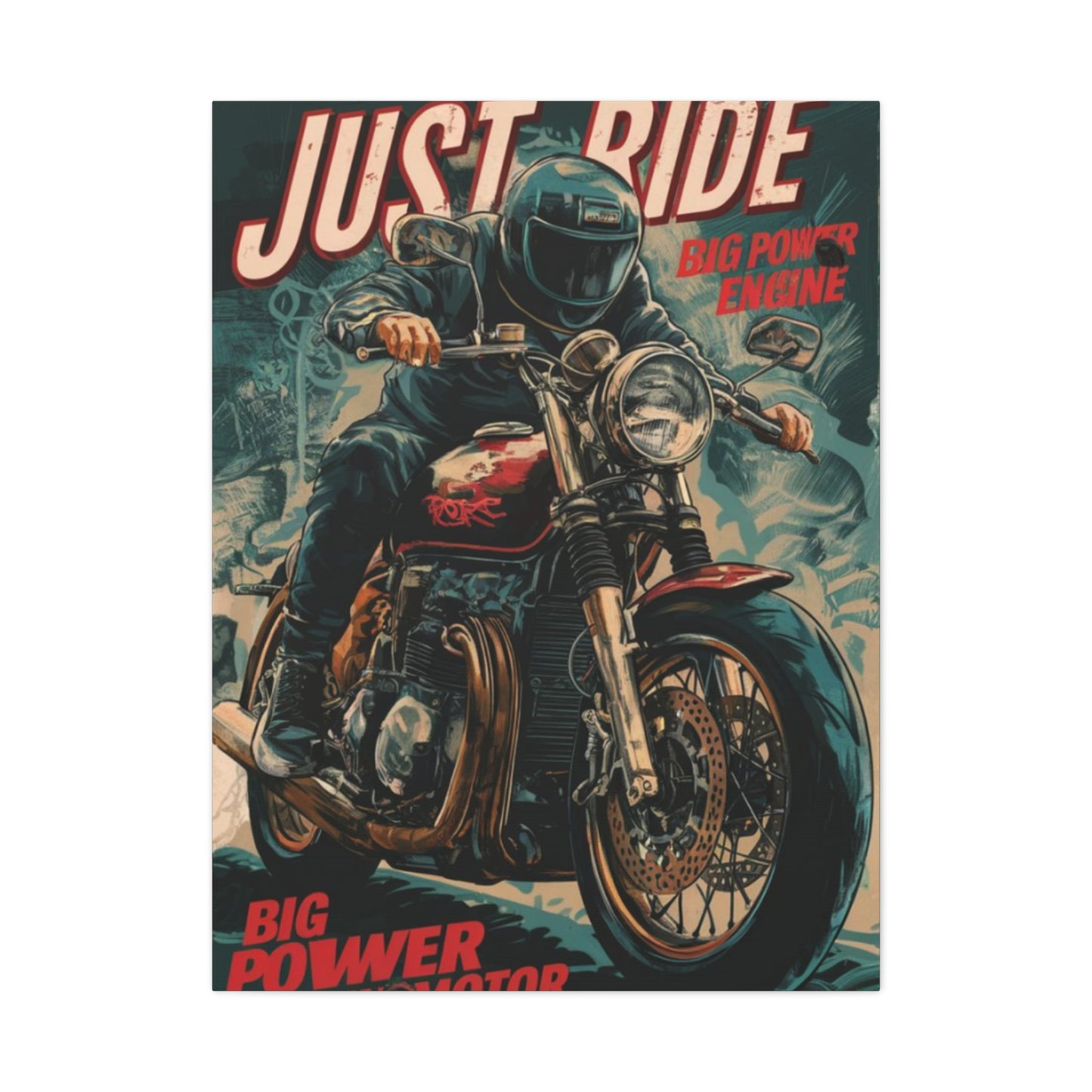 Just Rider Poster Motorcycle Wall Art & Canvas Prints