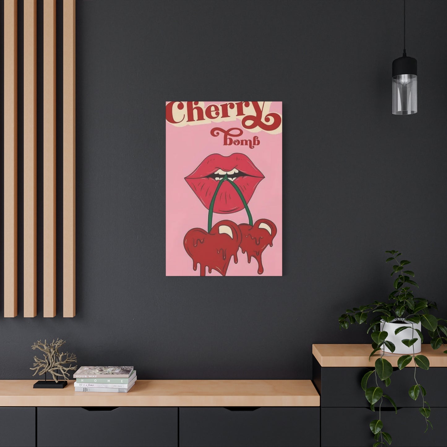 Cherry Bomb Lips Painting Wall Art & Canvas Prints