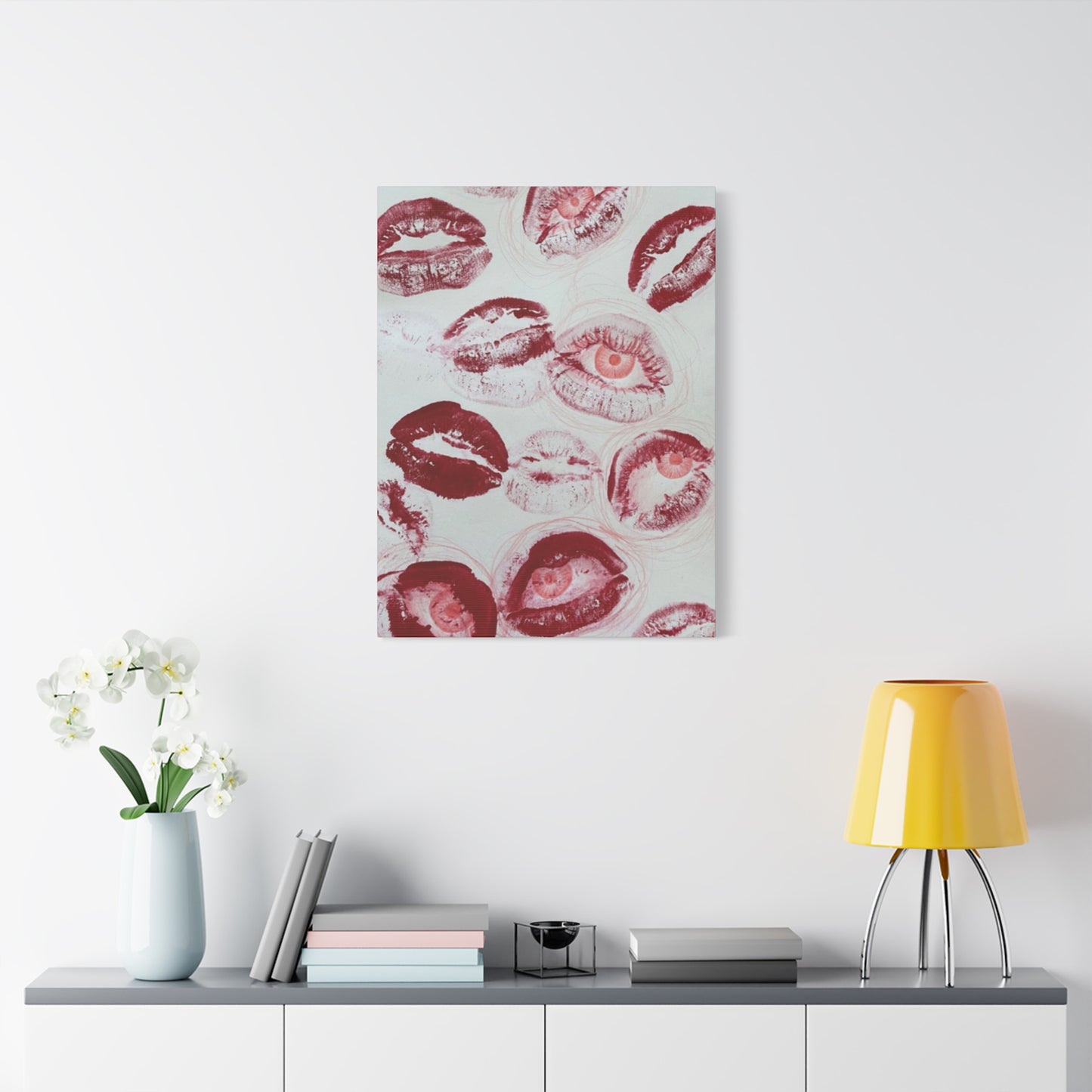 Cherry Color Lips Painting Wall Art & Canvas Prints