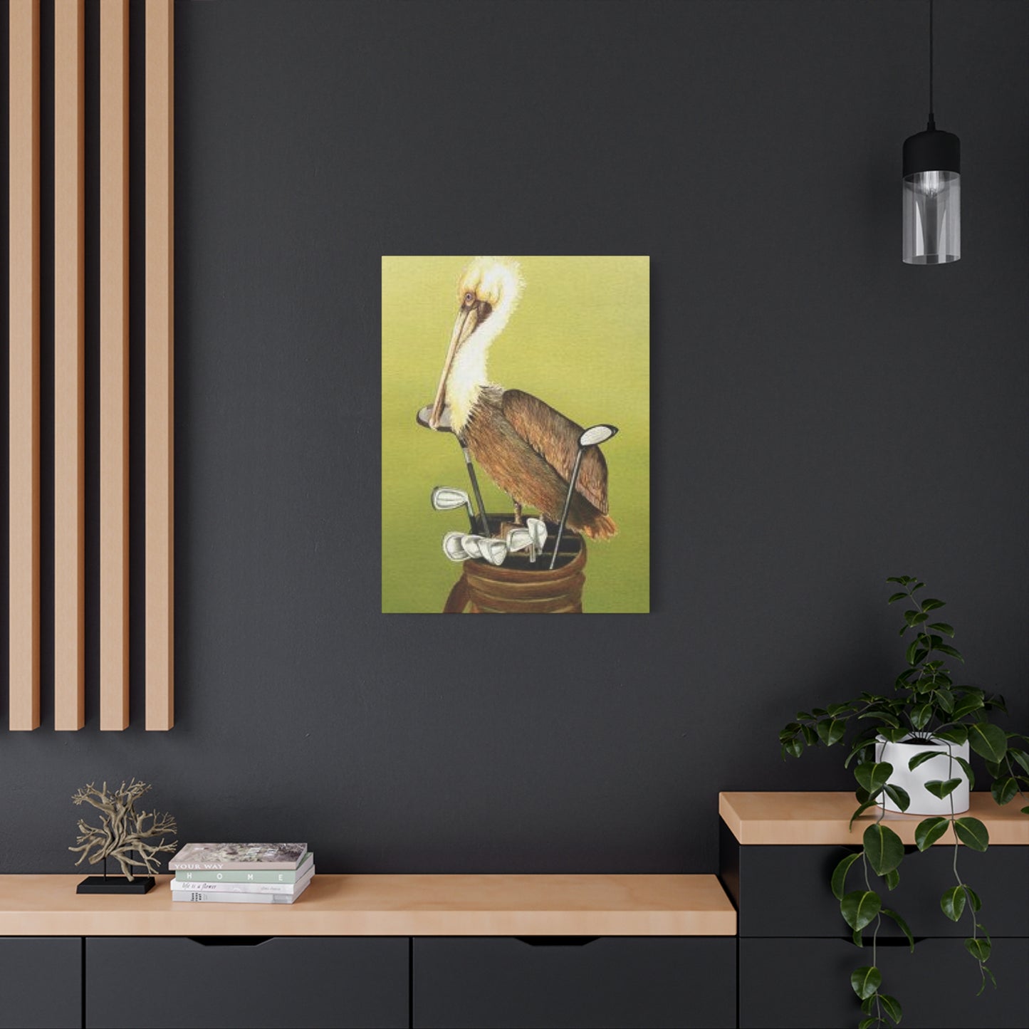 Pelican On a Golf Bag Painting Wall Art & Canvas Prints