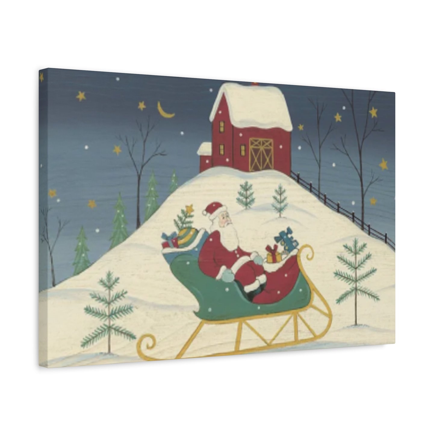 Santa Claus In Sledge Kimble Warren Wall Art & Canvas Prints