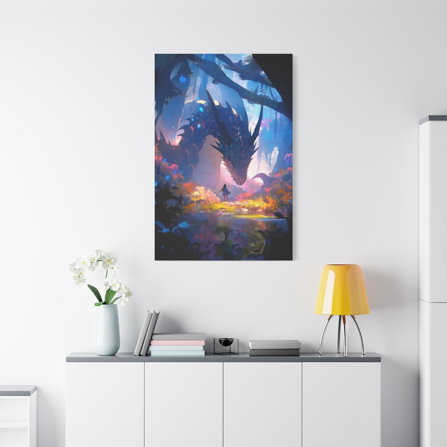 Little Girl with Dragon Wall Art & Canvas Prints