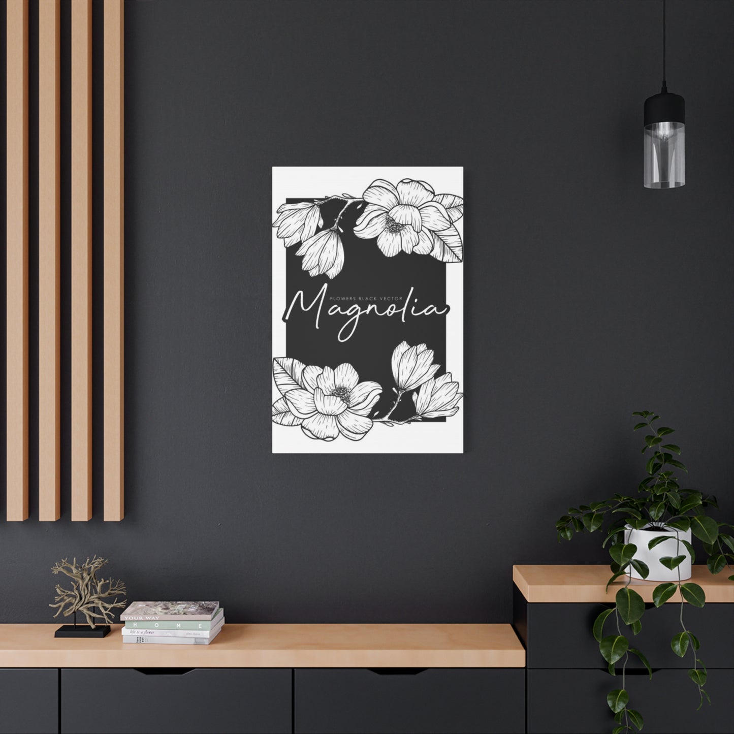 Magnolia Flower White Drawing Wall Art & Canvas Prints