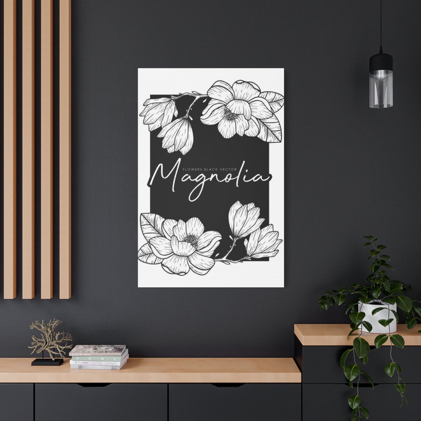 Magnolia Flower White Drawing Wall Art & Canvas Prints