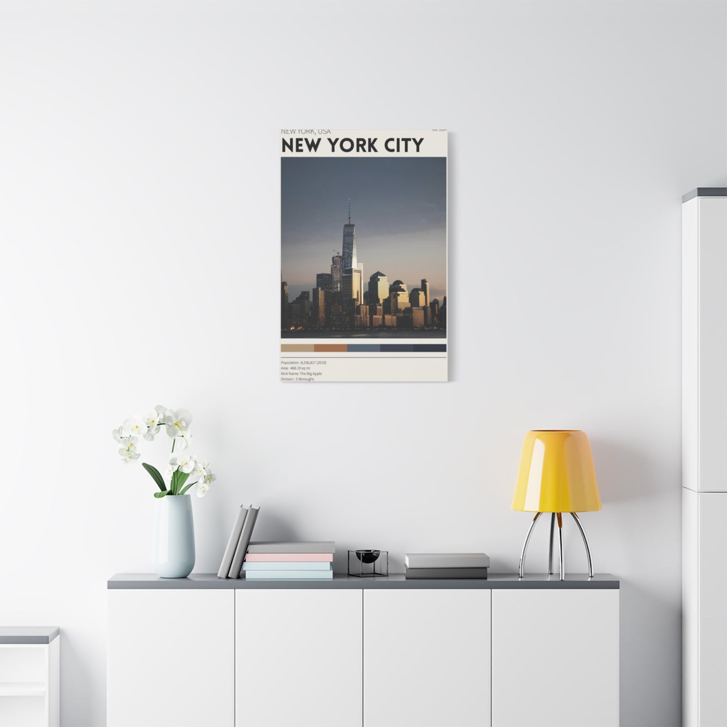 Manhattan Evening City Skyline Poster NYC Skyline Wall Art & Canvas Prints