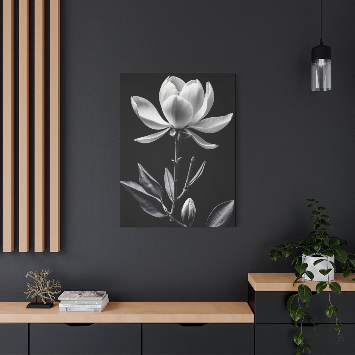 Monochrome Magnolia Flower Plant Wall Art & Canvas Prints