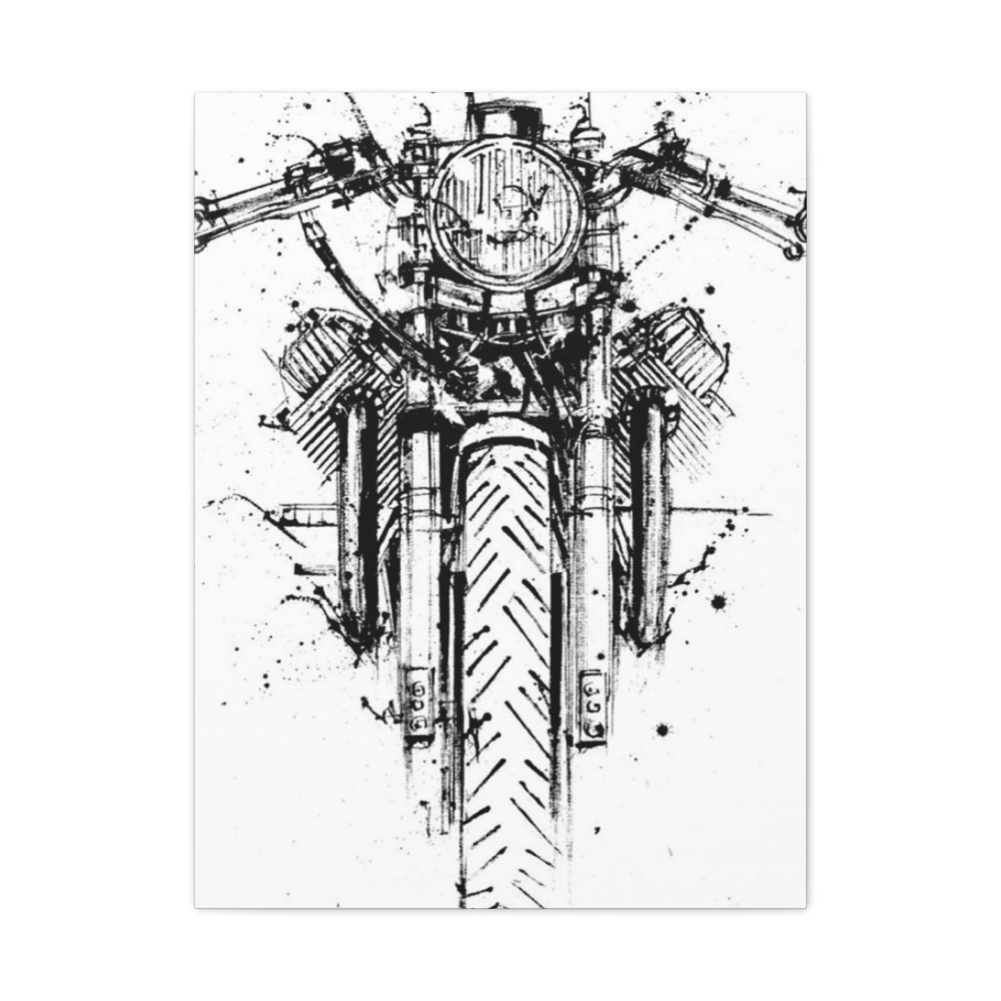 Cafe Racer Drawing Motorcycle Wall Art & Canvas Prints