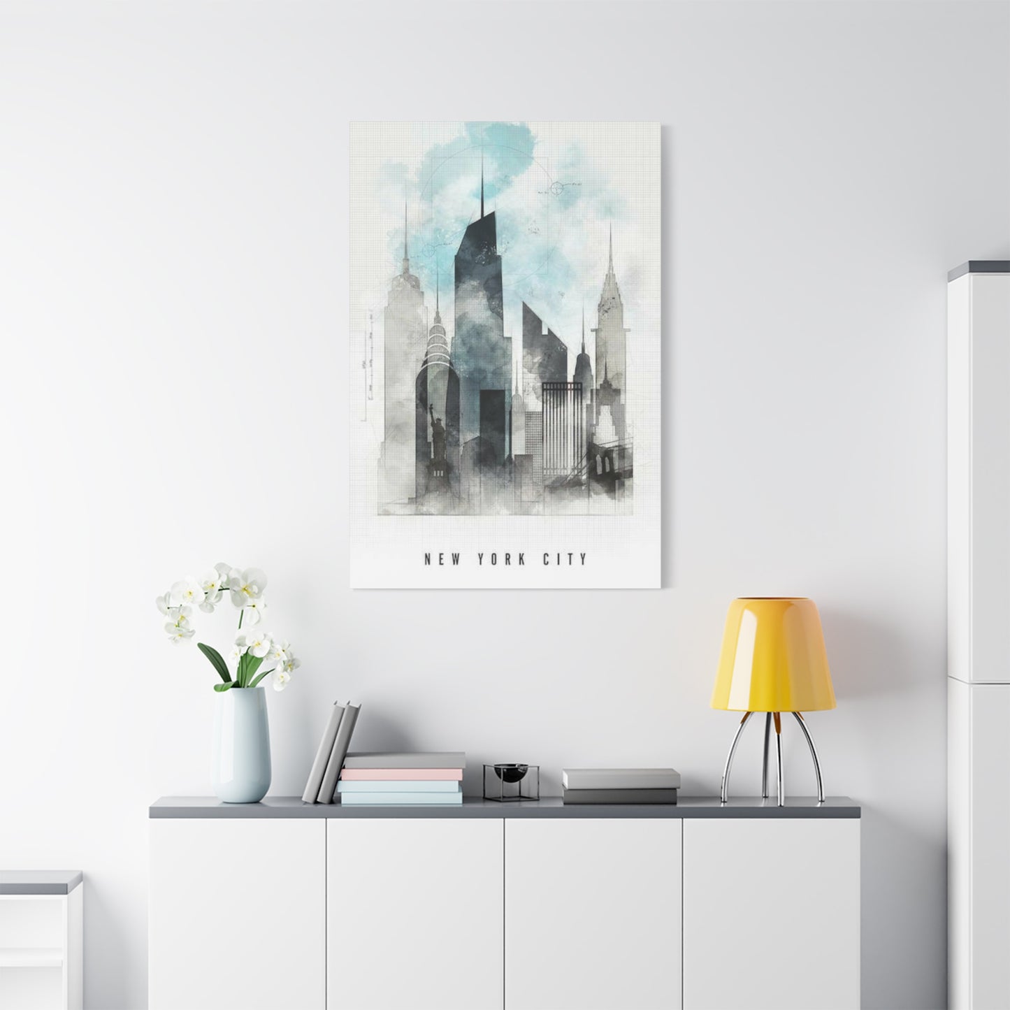 Manhattan City Skyline Painting NYC Skylines Wall Art & Canvas Prints