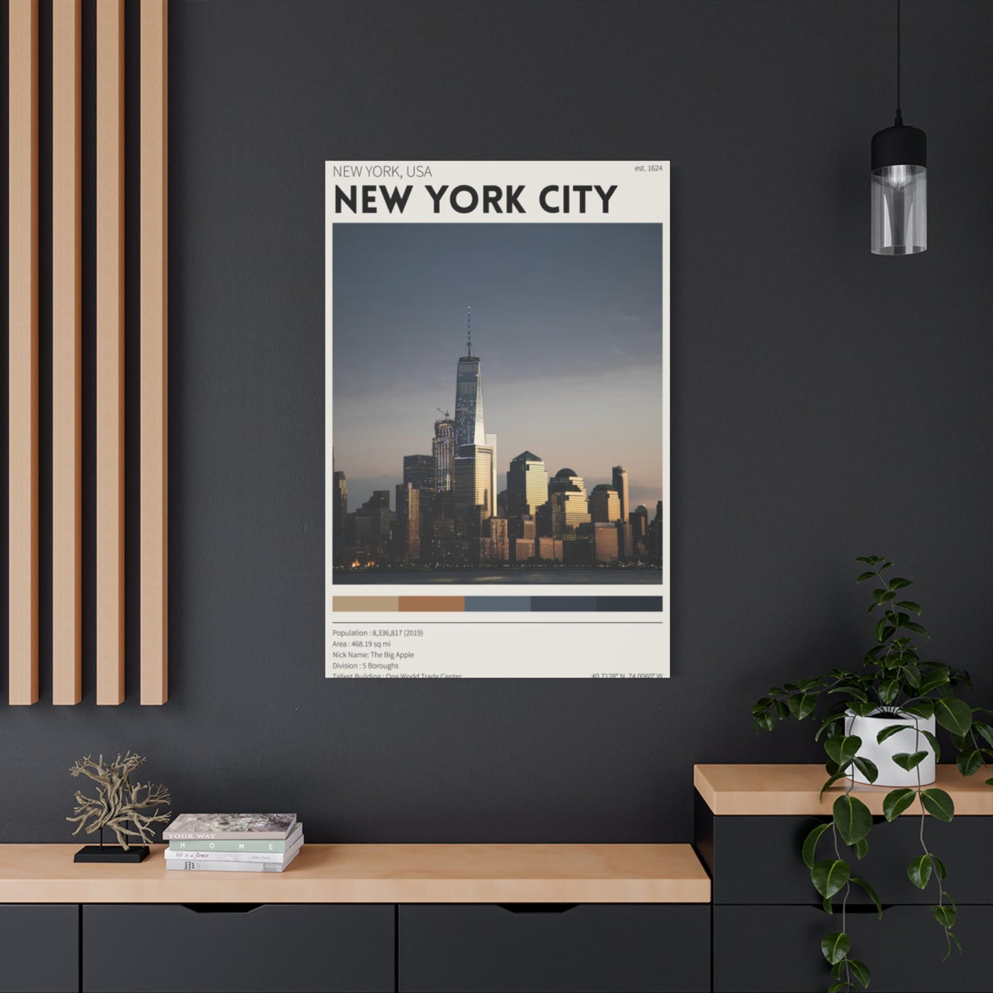 Manhattan Evening City Skyline Poster NYC Skyline Wall Art & Canvas Prints