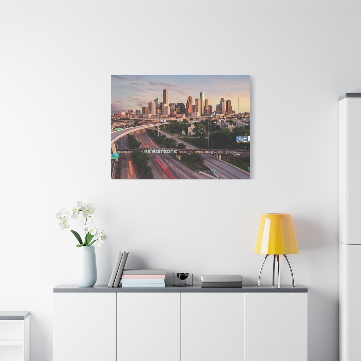 Highway In Houston Skyline Wall Art & Canvas Prints