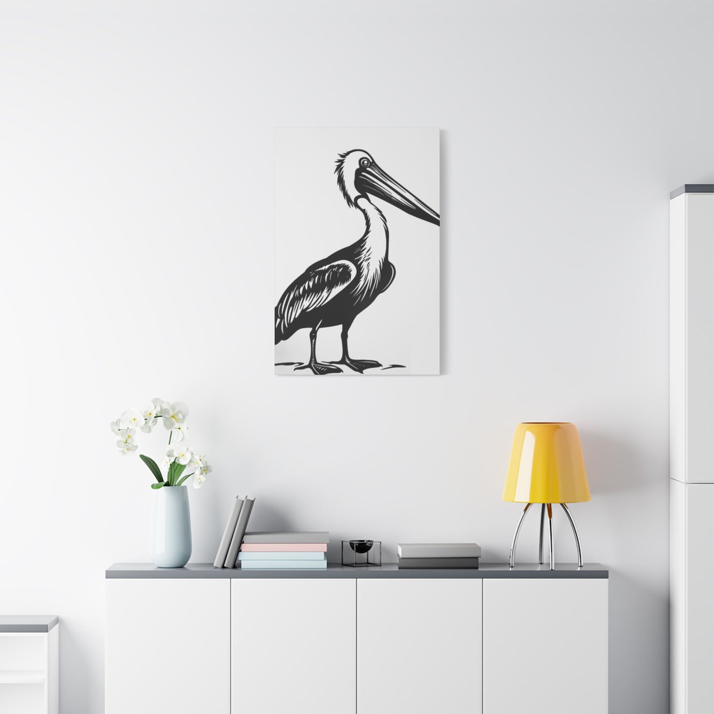 Black & White Pelican Poster Wall Art & Canvas Prints