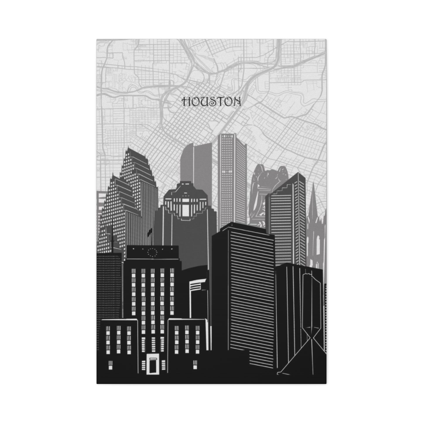 Black and White Houston Skylines Wall Art & Canvas Prints