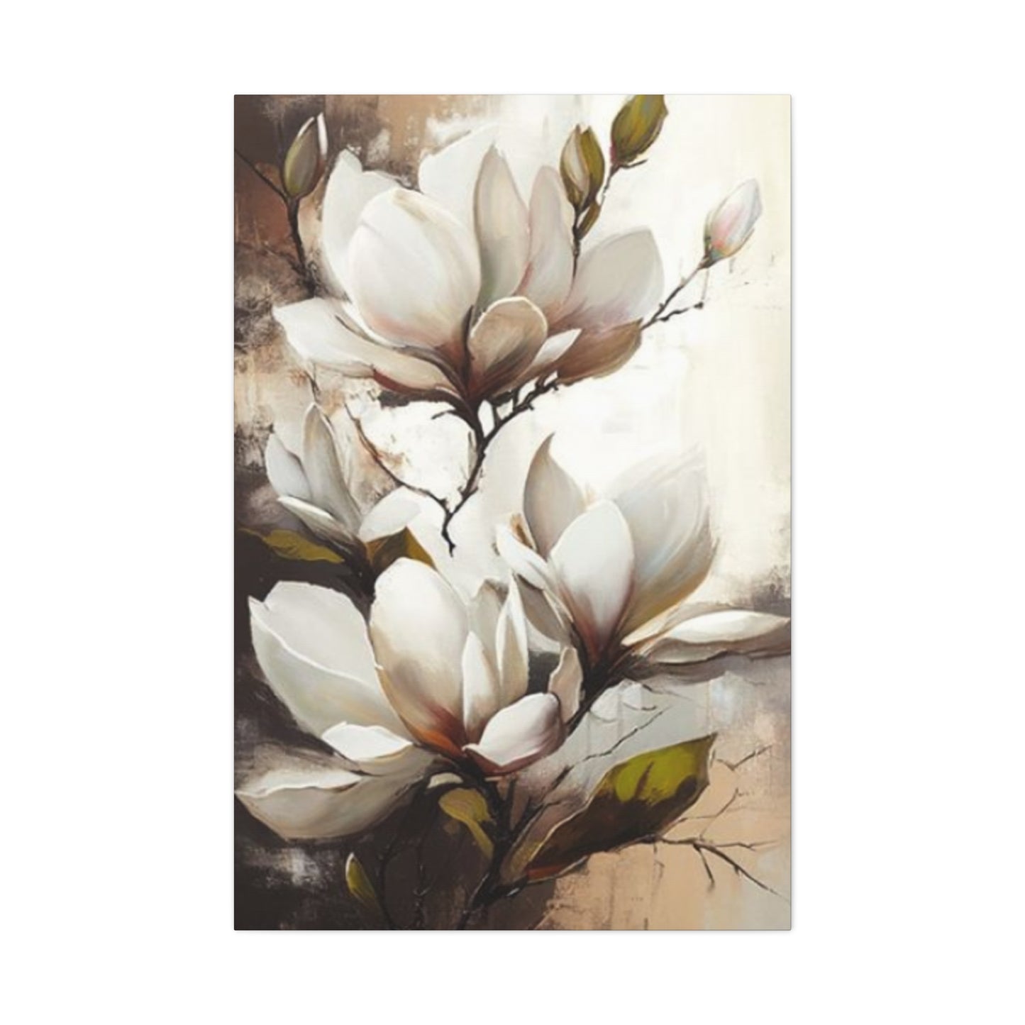 White Magnolia Flower Plant Painting Wall Art & Canvas Prints