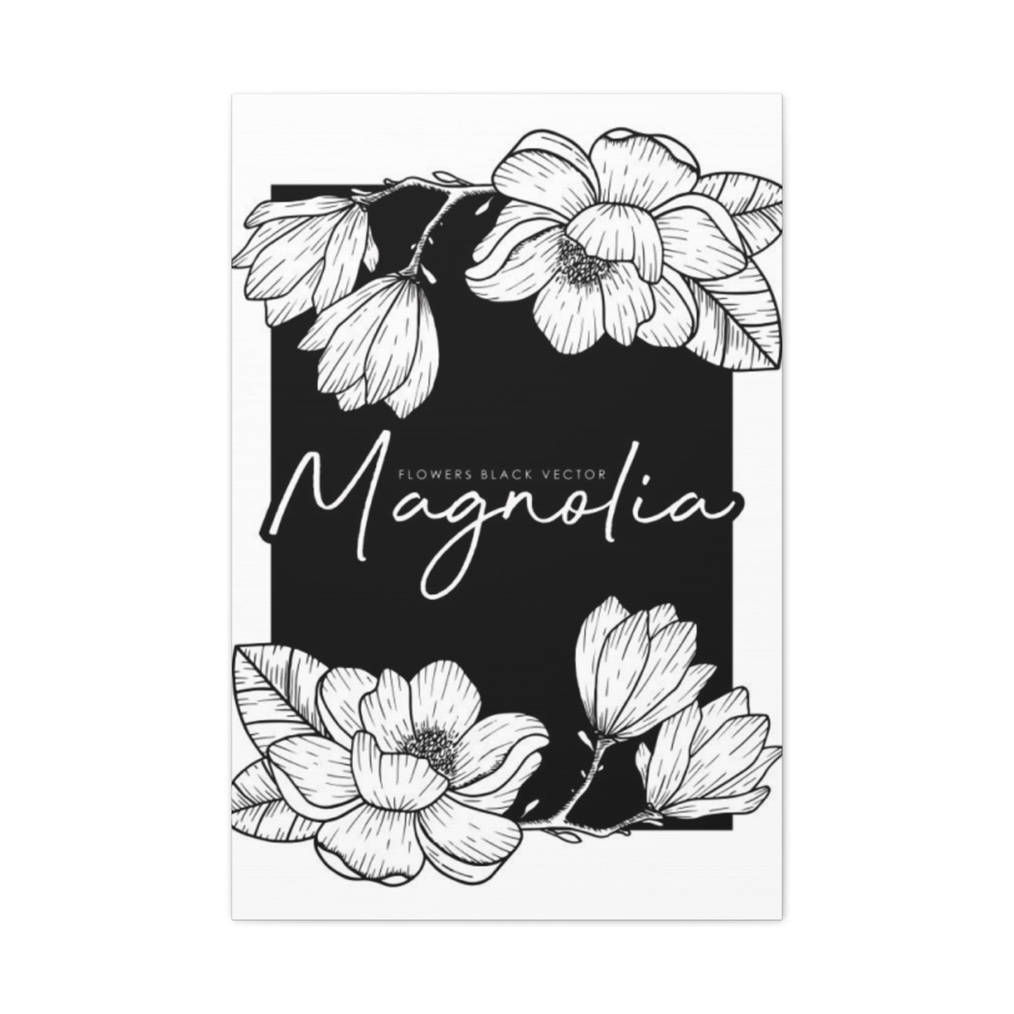 Magnolia Flower White Drawing Wall Art & Canvas Prints