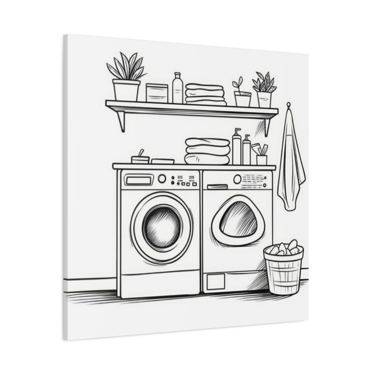 Washer Dryer Drawing Laundry Wall Art & Canvas Prints